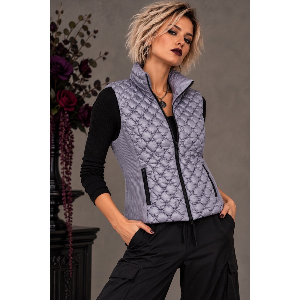 Marc New York M Lavender Quilted Puffer Vest Stand Collar Casual Layer